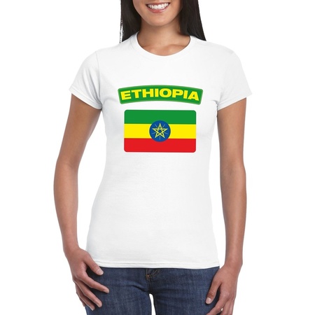 Ethiopia flag t-shirt white women