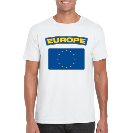 T-shirt met Europese vlag wit heren