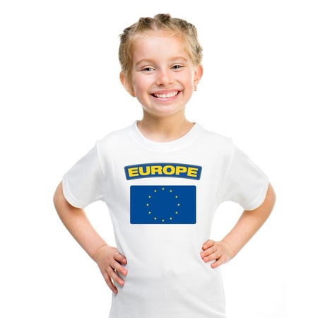 T-shirt met Europese vlag wit kinderen