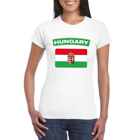 T-shirt met Hongaarse vlag wit dames