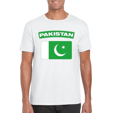 T-shirt met Pakistaanse vlag wit heren