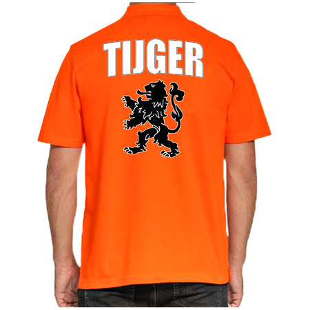Tijger Holland supporter polo shirt orange with lion EK / WK for men