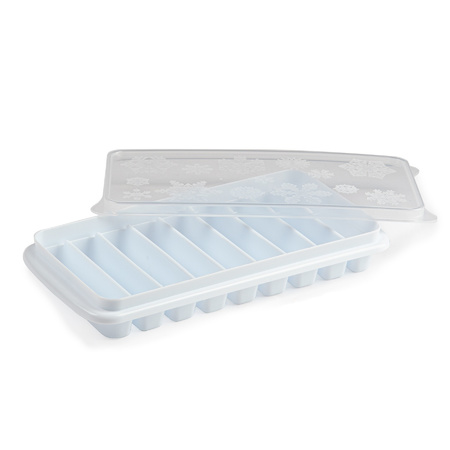 Tray met Flessenhals ijsblokjes/ijsklontjes staafjes vormpjes 10 vakjes kunststof wit