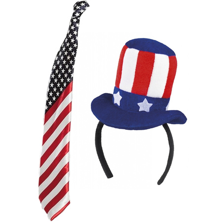 USA/Amerika verkleed thema set hoed en stropdas volwassenen