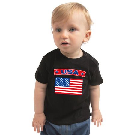 USA present t-shirt with flag black for babys