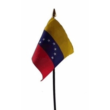 Venezuela mini flag on pole 10 x 15 cm