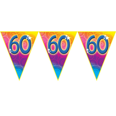 Birthday 60 years plastic bunting flags 5 meters