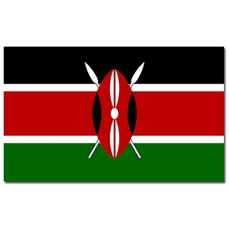 Country flag Kenia - 90 x 150 cm - with compact telescoop stick - waveflags for supporters
