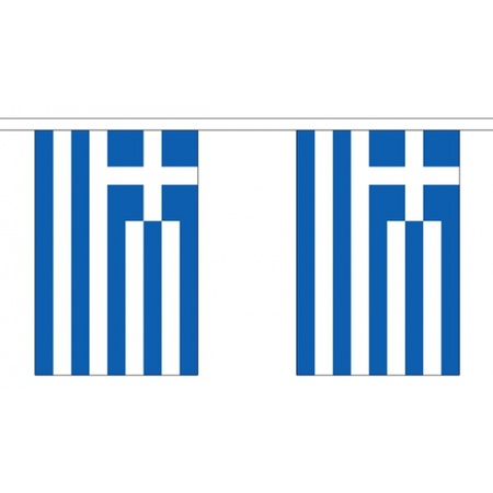 Vlaggenlijn/vlaggetjes land Griekenland - polyester - 300 cm - versiering buiten/binnen