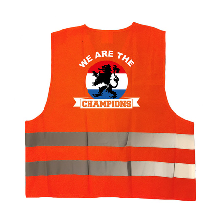 We are the champions oranje veiligheidshesje EK / WK supporter outfit voor volwassenen