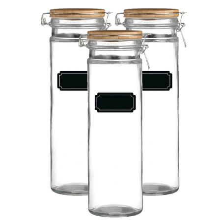 Weck jar/preserving jar - 6x - 1.9L  - glass - with clip closure - incl. labels