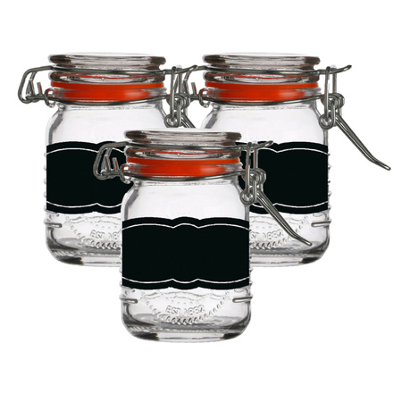 Weck jar/preserving jar - 4x - 70 ml - glass - with clip closure - incl. labels