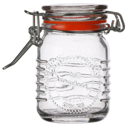 Weck jar/preserving jar - 6x - 70 ml - glass - with clip closure - incl. labels