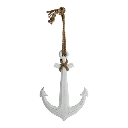 White wooden anchor statue 58,5 x 40 cm nautical decorations
