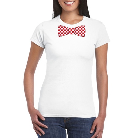 White t-shirt with blocked Brabant tie for women