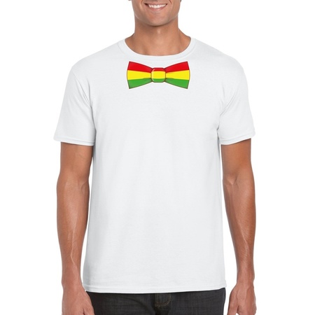 Wit t-shirt met Limburgse vlag strik voor heren