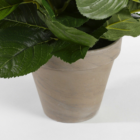 Hortensia kunstplant/kunstbloemen 45 cm - wit - in pot goud glans