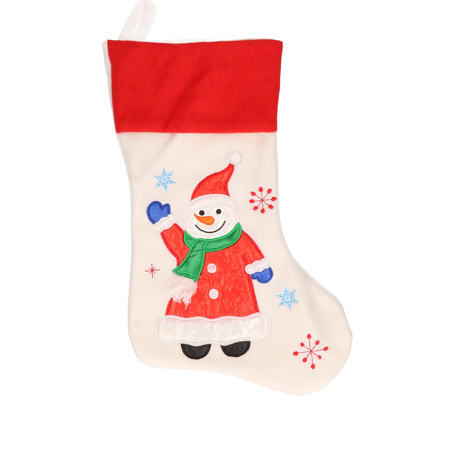 White christmas stockings with snowman 48 cm