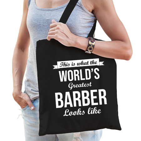 Worlds greatest barber tas zwart volwassenen - werelds beste kapper cadeau tas