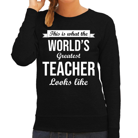 Worlds greatest teacher present sweater black for women