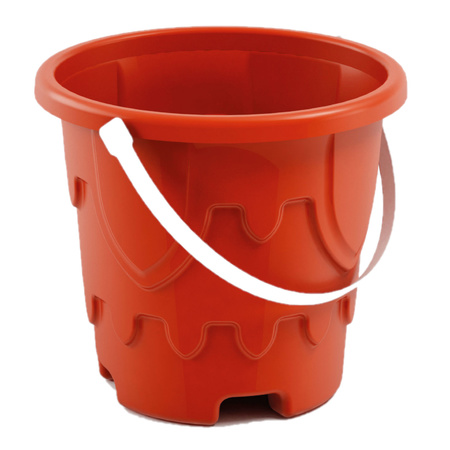 Red beach bucket sandcastle 18 x 16 cm incl. 4 cupcake sand molds