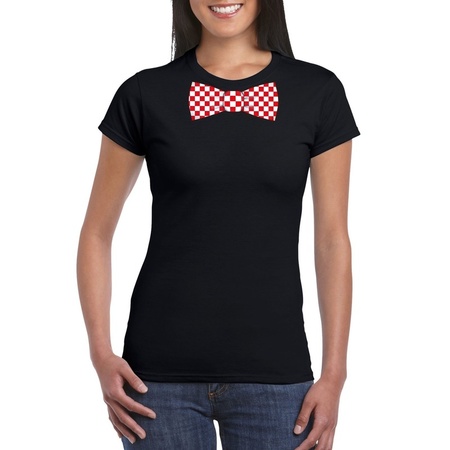 Black t-shirt with blocked Brabant tie for women