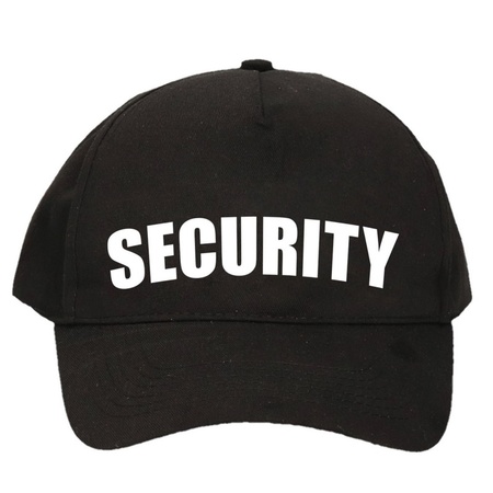 Black security cap with emblem and wristband for adults